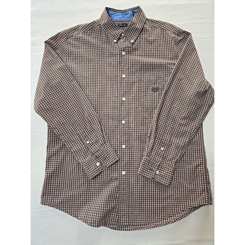 Chaps Ralph Lauren Mens Medium Green Red Plaid Button Down‎ Long Sleeve Shirt